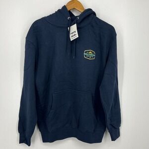 Billabong Hoodie Men's M Navy Blue Pullover Cotton Blend Double Sided Logo NWT